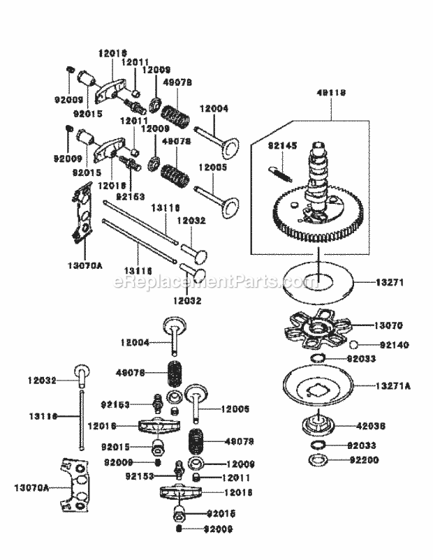 Kawasaki Fh721v-Bs24 Valve & Camshaft Diagram and Parts List for M54-KW 53AI8CT4050 Cub Cadet Sprayer